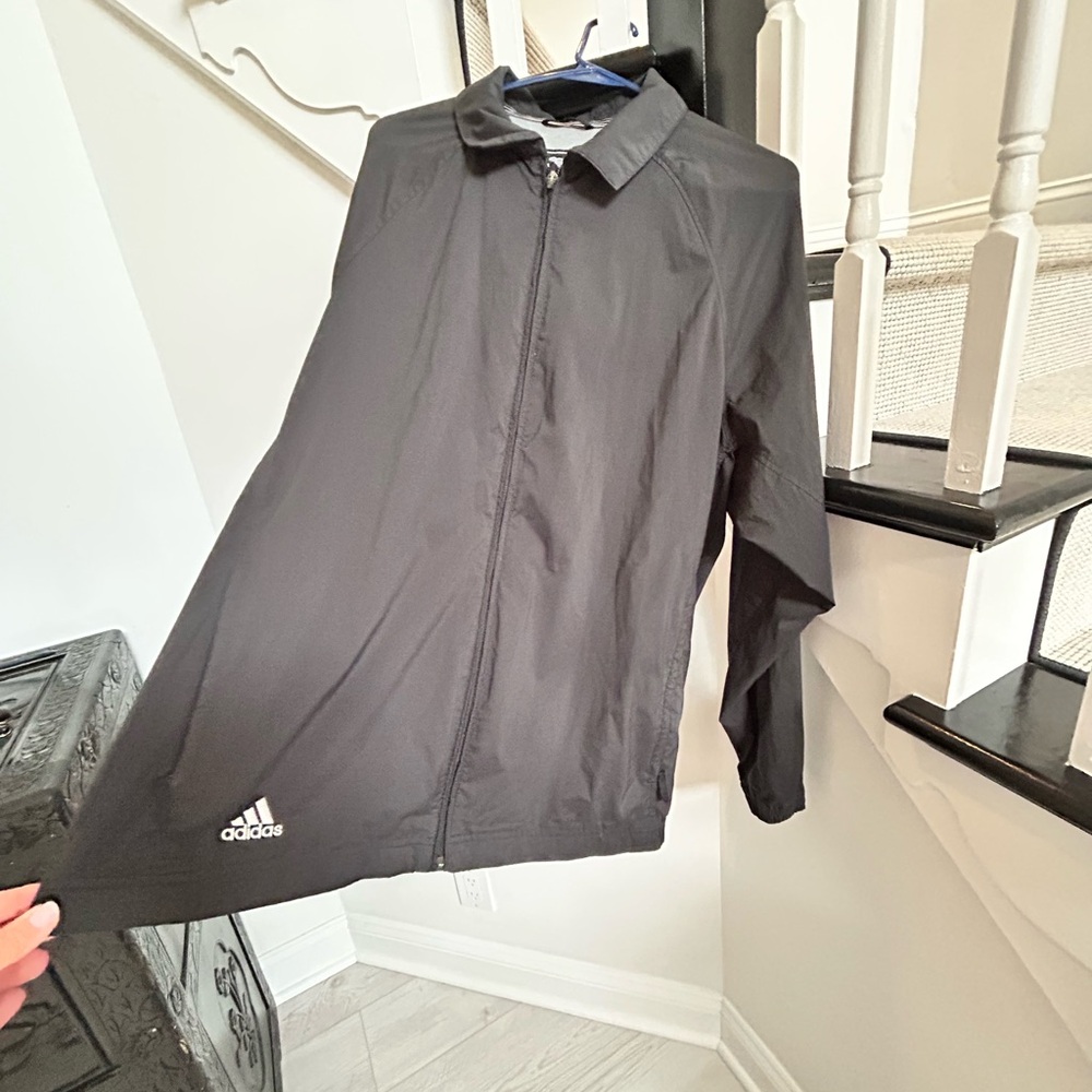 Adidas Men's Black Windbreaker Jacket